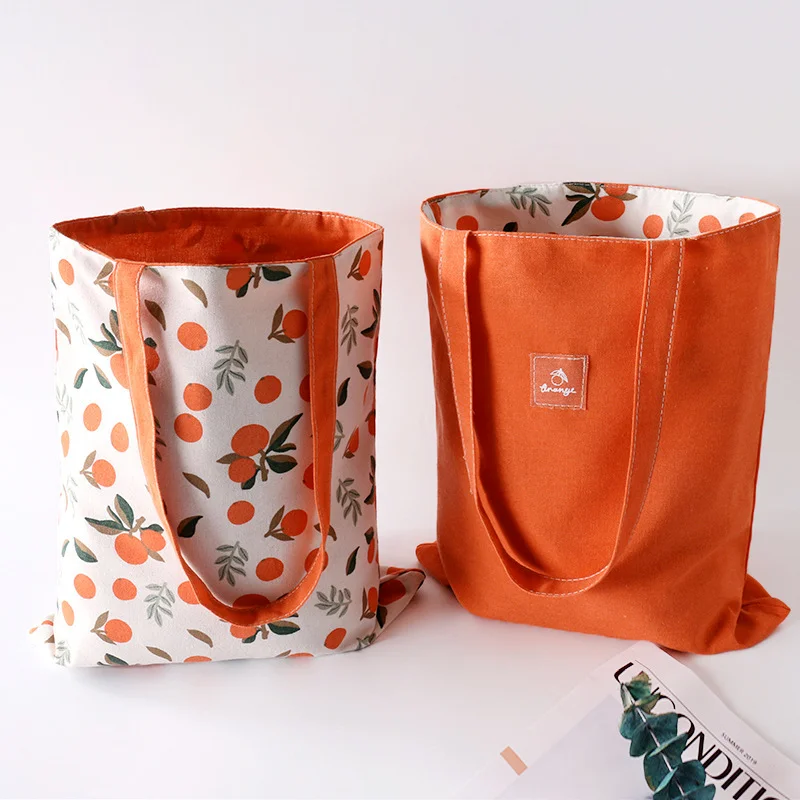 

Cotton Shopper Fabric Double-sided Dual-use Hand Bag Cotton and Linen Pocket Handbag Shopping Bag Storage Bag Grocery Bag