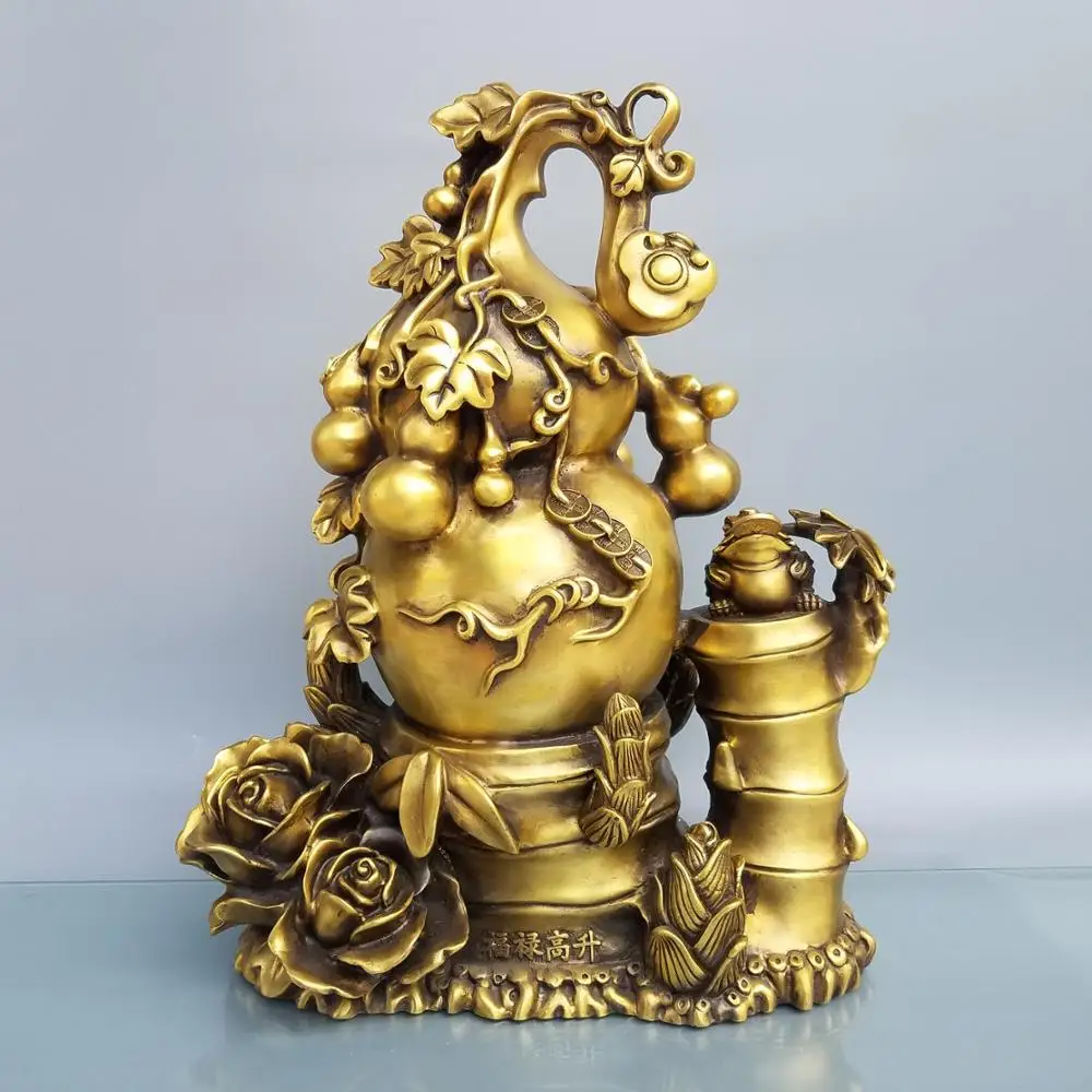 Home Decor 19" Chinese Seikos Bronze Gourd Golden Toad Statue Fulu Gaosheng Gourd Ingots Lucky fortune Get promoted
Home Decor 19" Chinese Seikos Bronze Gourd Golden Toad Statue Fulu Gaosheng Gourd Ingots Lucky fortune Get promoted