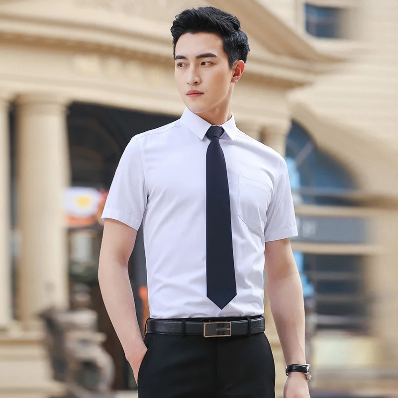Summer short sleeve shirt no iron business shirt men's and women's same professional dress pure dark stripe slim Lapel shirt
Summer short sleeve shirt no iron business shirt men's and women's same professional dress pure dark stripe slim Lapel shirt