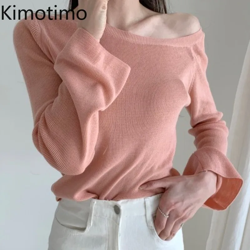 Kimotimo 4 Colors Knit Pullover Women Autumn 2021 New Sweet Oblique Shoulder Solid Sweater Korean Flare Sleeve Slim Sweaters
Kimotimo 4 Colors Knit Pullover Women Autumn 2021 New Sweet Oblique Shoulder Solid Sweater Korean Flare Sleeve Slim Sweaters