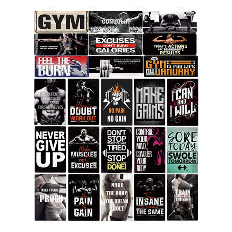 Gym Sign Metal Poster Plaque Metal Work Out Wall Decor For Man Cave Gym Tin Sign Decorative Plate
Gym Sign Metal Poster Plaque Metal Work Out Wall Decor For Man Cave Gym Tin Sign Decorative Plate