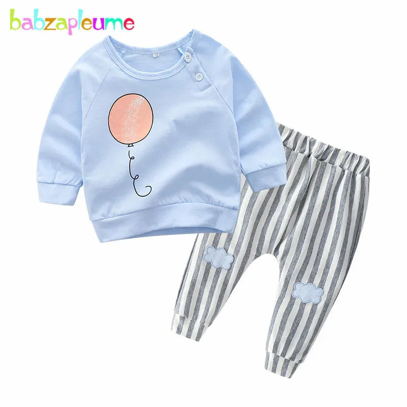 

Spring Clothes Baby Girls Boys Outfits Cartoon Cute Cotton Long Sleeve T-shirt+Casual Stripe Pants Newborn Clothing Sets BC1498