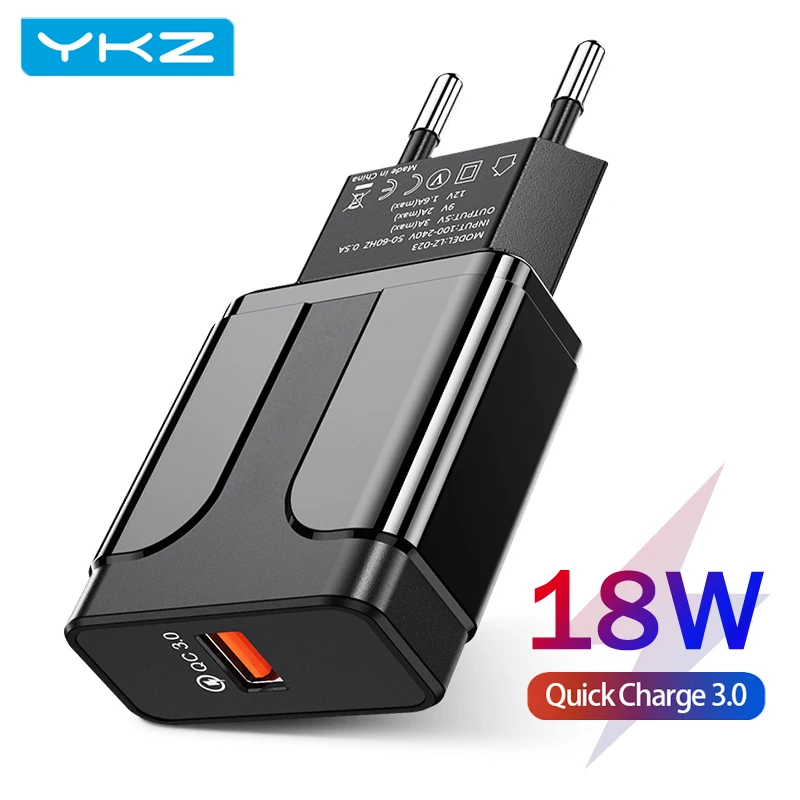 Быстрое зарядное устройство YKZ Quick Charge 3 0 18 Вт QC портативное USB Мобильный телефон