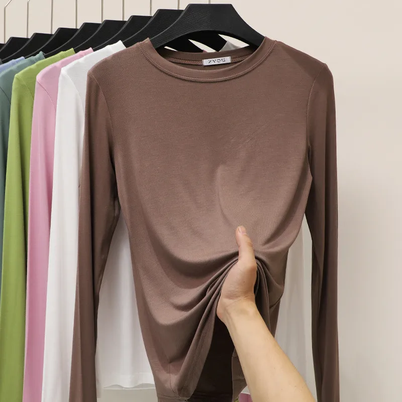 Solid O-Neck Long Sleeve Autumn Shirts Tops New Fashion All-Match Undershirt Modal Women T-shirts Plus Size Slim Casual Tshirts
Solid O-Neck Long Sleeve Autumn Shirts Tops New Fashion All-Match Undershirt Modal Women T-shirts Plus Size Slim Casual Tshirts