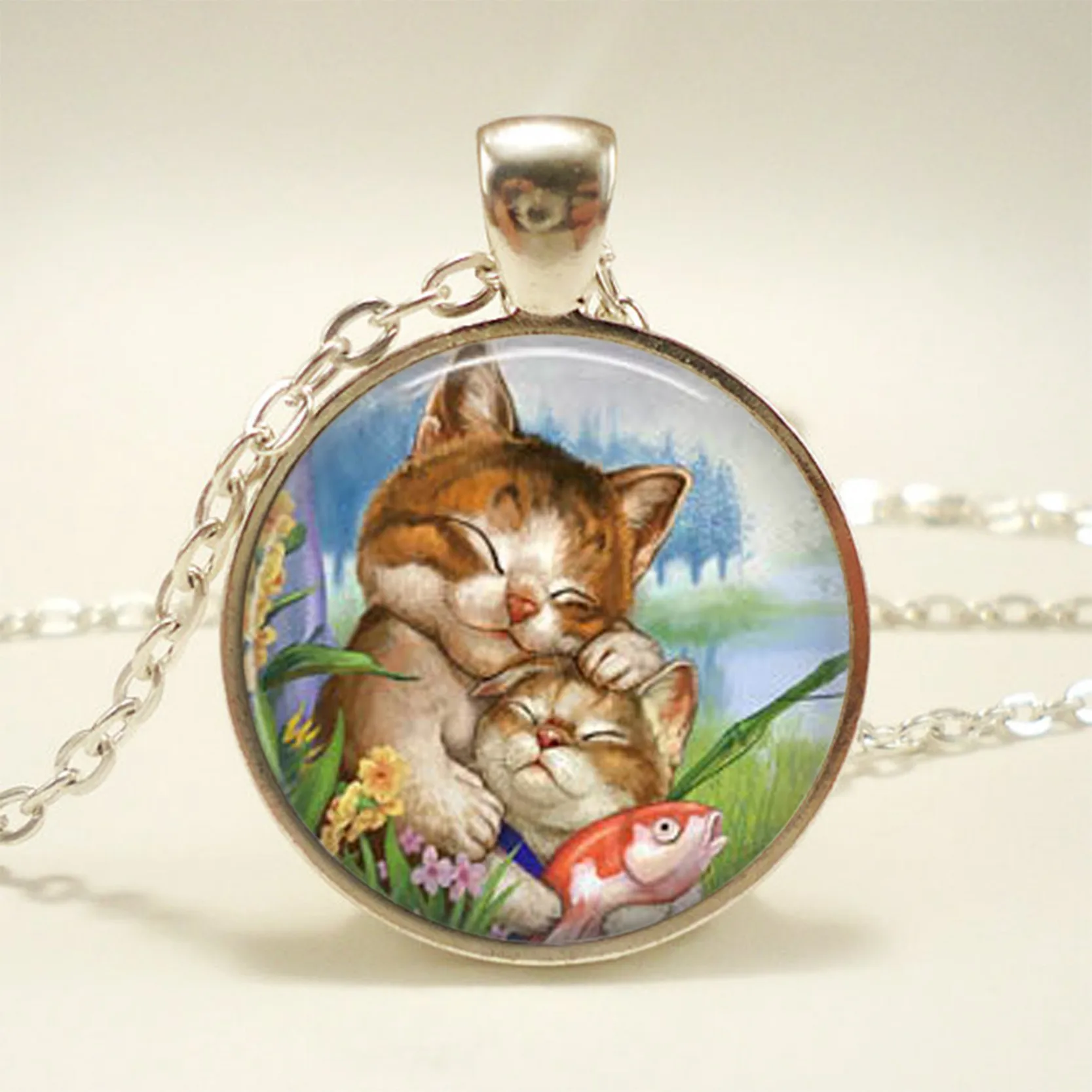 New Fashion Glass Cabochon Necklace Cute Cat Kitten Necklace Chic Cat Round Pendant Statement Necklace Jewelry for Children
New Fashion Glass Cabochon Necklace Cute Cat Kitten Necklace Chic Cat Round Pendant Statement Necklace Jewelry for Children