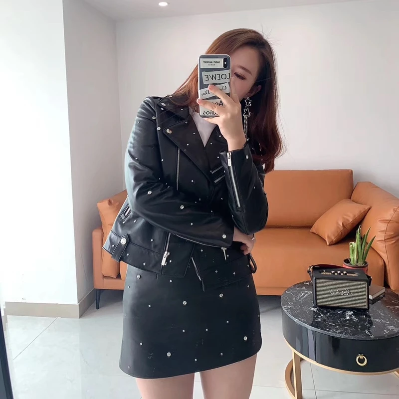 Woman Coats Natural Leather 2020 Female Motorcycle Jackets Real Sheepskin LeatherJackets Water Brick Decoration
Woman Coats Natural Leather 2020 Female Motorcycle Jackets Real Sheepskin LeatherJackets Water Brick Decoration