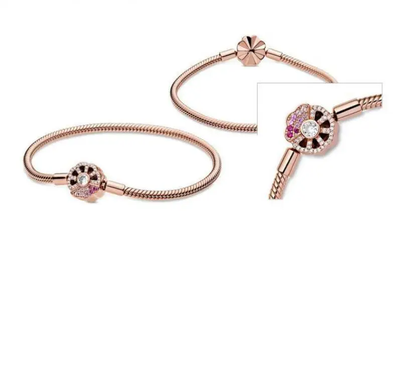 925 sterling silver rose gold pink fan buckle snake chain pan bracelet ladies jewelry
925 sterling silver rose gold pink fan buckle snake chain pan bracelet ladies jewelry
