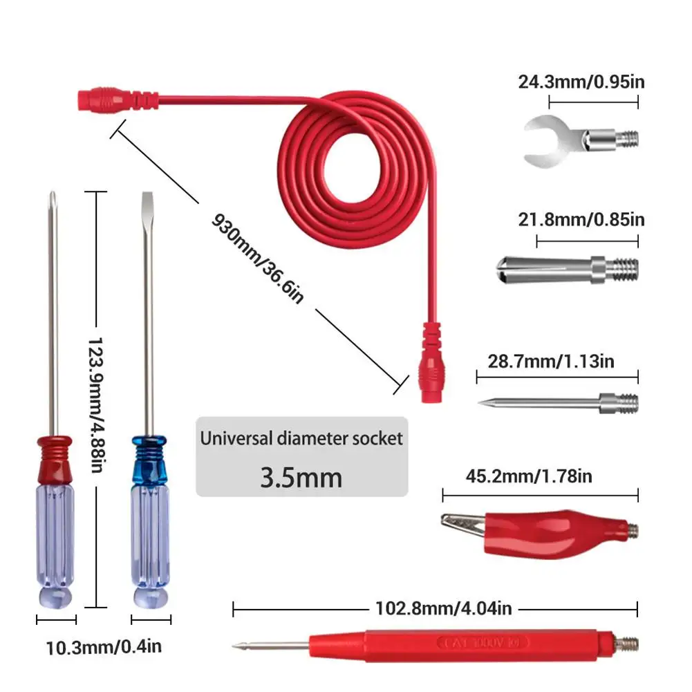 18-in-1 Multi-function Test Clip Meter Probe Combination Wire Screwdriver Multimeter Accessory
18-in-1 Multi-function Test Clip Meter Probe Combination Wire Screwdriver Multimeter Accessory