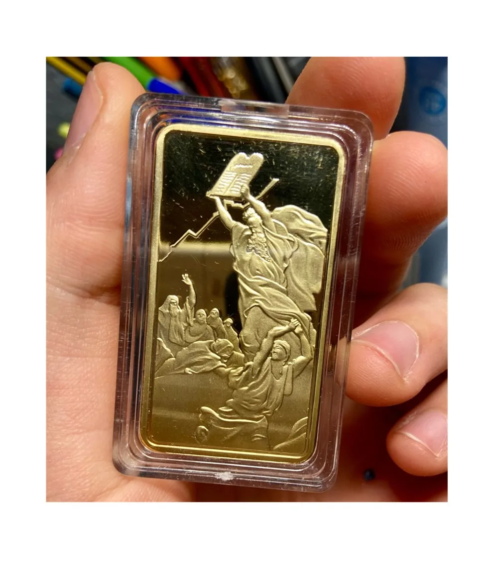 3pcs/set Moses on the Mountain Sinai Gold Ingot Bullion Bar with Ten Commandments Jewish TANAKH
3pcs/set Moses on the Mountain Sinai Gold Ingot Bullion Bar with Ten Commandments Jewish TANAKH
