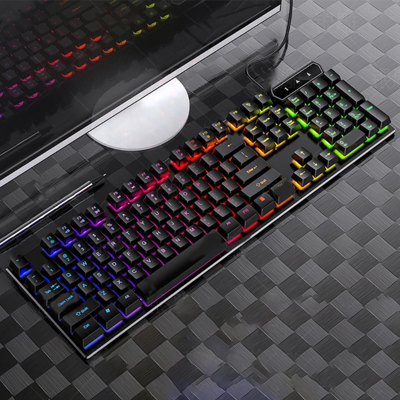 

V4 Manipulator Feel Mechanical Gaming Keyboard Ultra-Slim Rainbow LED Backlit Keyboard , USB Wired, for Desktop, Computer, PC