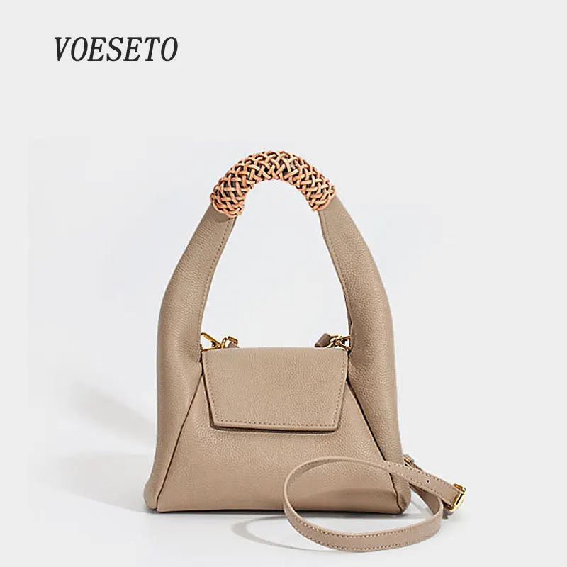 

VOESETO High Quality Women's Fancy Top Handle Desigual Shopper Leather Kawaii Brown Bag Small Black Tote Bag Handbag 2021 New