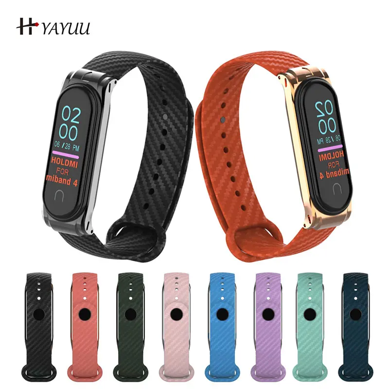 YAYUU ремешок из углеродного волокна ТПУ Для Xiaomi Miband 6 5 4 3 сменные полосы для MiBand