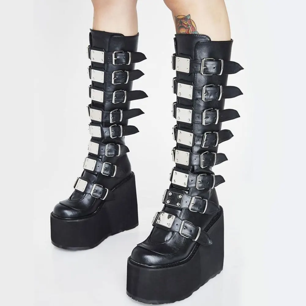 Brand Design Big Size 43 Black Gothic Style Cool Punk Motorcycles Boots Female Platform Wedges High Heels Calf Boots Women Shoes
Brand Design Big Size 43 Black Gothic Style Cool Punk Motorcycles Boots Female Platform Wedges High Heels Calf Boots Women Shoes