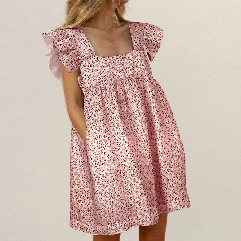 Women Ruffled Mini Dress Summer Cute Square Collar Pocket Dresses Elegant Butterfly Sleeve Beach Party Female Dresses Vestidos
Women Ruffled Mini Dress Summer Cute Square Collar Pocket Dresses Elegant Butterfly Sleeve Beach Party Female Dresses Vestidos