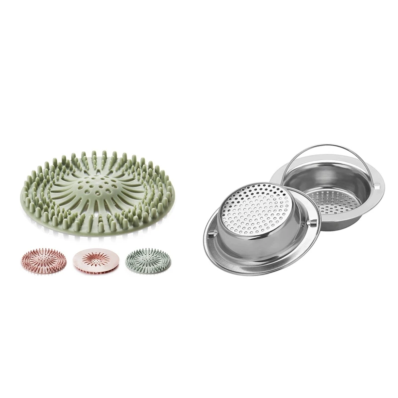 3 Pack Shower Drain Cover Premium Hair Catcher Hair Stopper Rubber Sink Strainer & 2PCS Upgrade Stainless-Steel Kitchen Sink Str
3 Pack Shower Drain Cover Premium Hair Catcher Hair Stopper Rubber Sink Strainer & 2PCS Upgrade Stainless-Steel Kitchen Sink Str