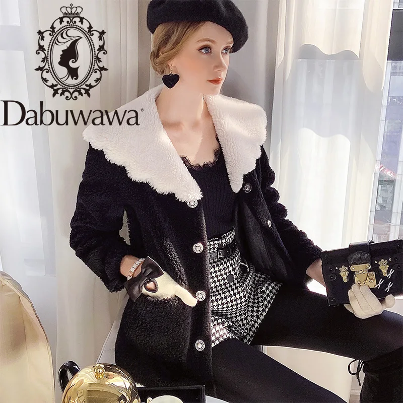 Dabuwawa Elegant Thick Warm Winter Sheep Coat Women Turn-down Collar Single Breasted Contrast Color Fur Coat Female DT1DFR021
Dabuwawa Elegant Thick Warm Winter Sheep Coat Women Turn-down Collar Single Breasted Contrast Color Fur Coat Female DT1DFR021