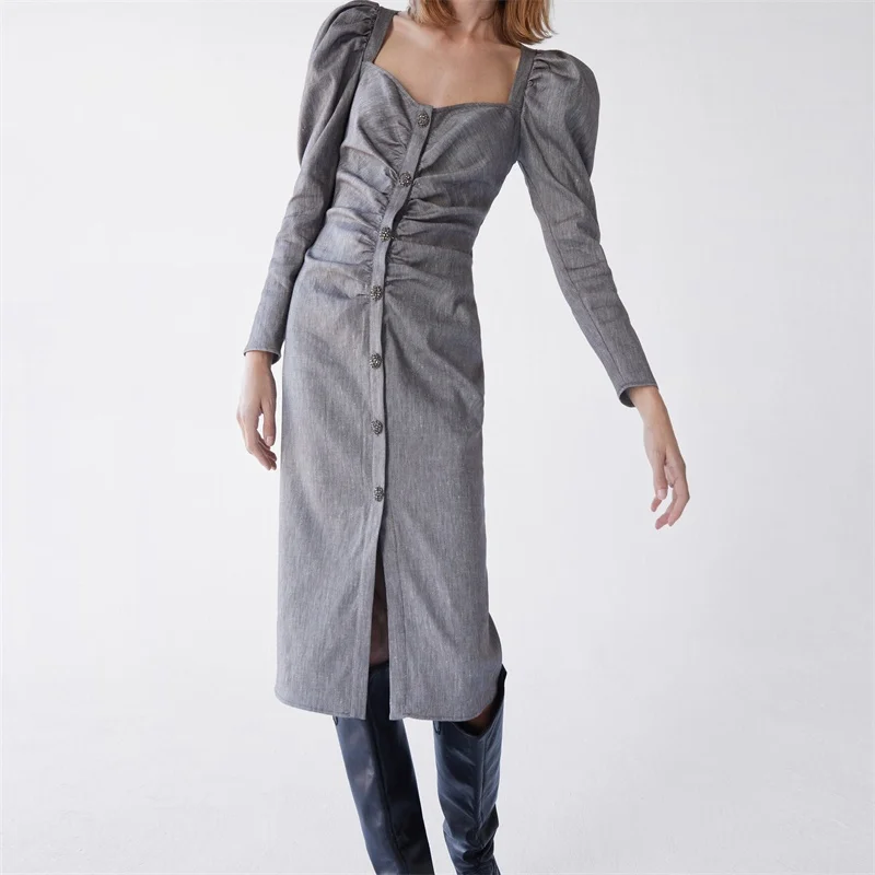 Женское Плиссированное Платье-рубашка на пуговицах, винтажное мини-платье с длинным рукавом, 2021
Женское Плиссированное Платье-рубашка на пуговицах, винтажное мини-платье с длинным рукавом, 2021