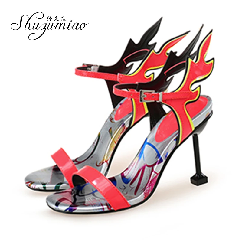 Shuzumiao sexy high heels Tapered Heel With One Word Flame Shoes Exotic Women's Shoes Summer Sandals Stripper Heels Comfortable
Shuzumiao sexy high heels Tapered Heel With One Word Flame Shoes Exotic Women's Shoes Summer Sandals Stripper Heels Comfortable