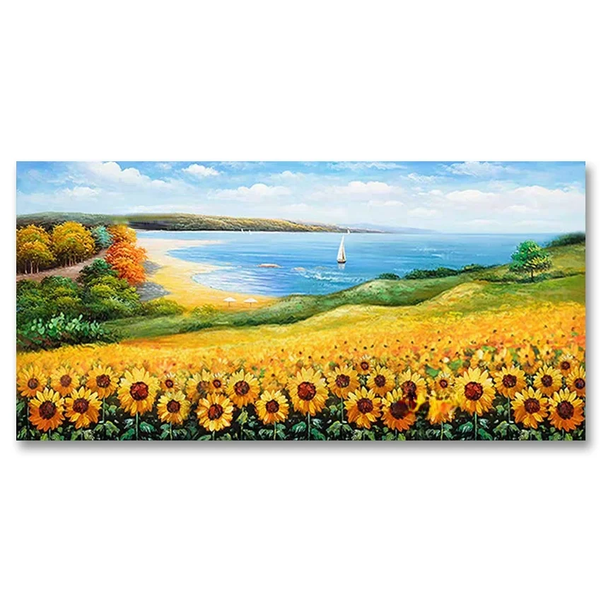 No Framed Hand Painted Real Handmade Abstract Knife Outdoor Sunflower Oil Painting On Canvas Spring Scenery Wall Hanging Art Hot
No Framed Hand Painted Real Handmade Abstract Knife Outdoor Sunflower Oil Painting On Canvas Spring Scenery Wall Hanging Art Hot