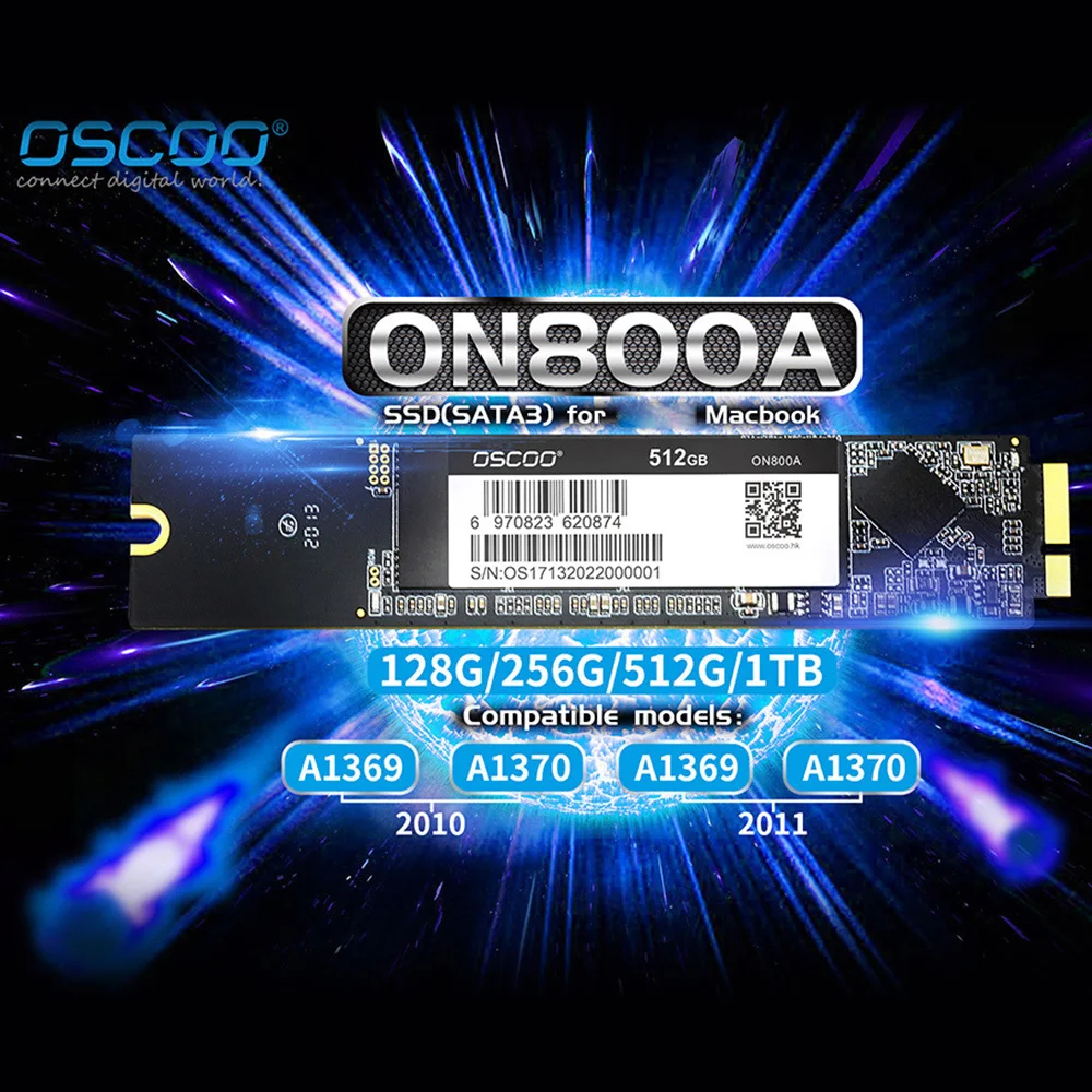 OSCOO ON800A Sata 3 SSD 128GB/256GB/512GB/1TB SATA 6+12Pin Solid State Drive for MacBook 2010-11 Laptop PC Desktop Computer
OSCOO ON800A Sata 3 SSD 128GB/256GB/512GB/1TB SATA 6+12Pin Solid State Drive for MacBook 2010-11 Laptop PC Desktop Computer