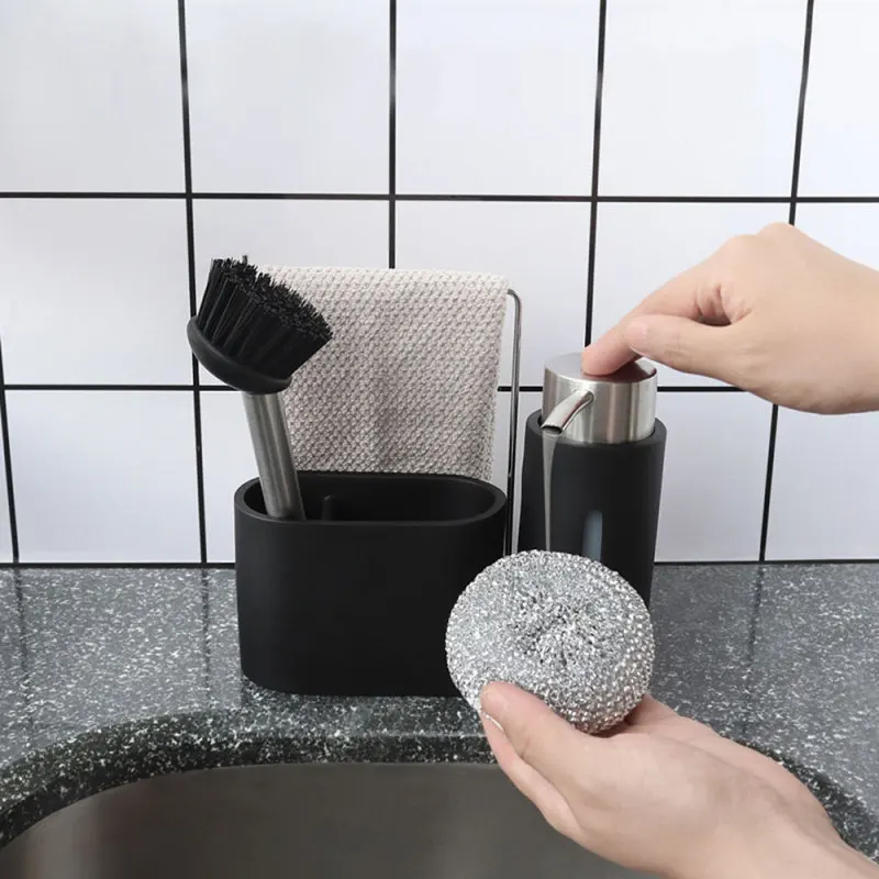 Sink Caddy Cleaning Kit Kitchen Caddy With Soap Dispenser Steel Ball And Brush Black Cleaning Group For Kitchen Organizing
Sink Caddy Cleaning Kit Kitchen Caddy With Soap Dispenser Steel Ball And Brush Black Cleaning Group For Kitchen Organizing