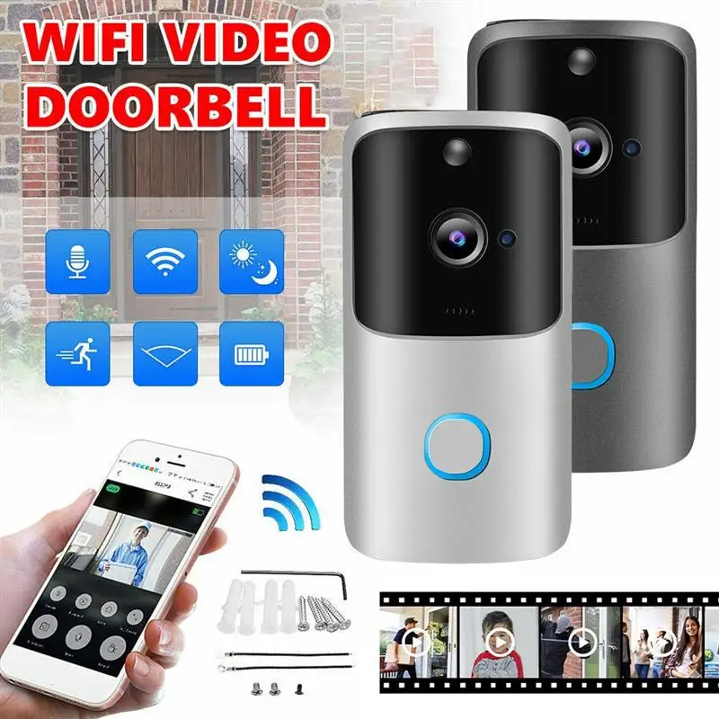 Беспроводной HD-видеодомофон, Умный домашний дверной звонок с Wi-Fi, с камерой, телефонный звонок, серый
Беспроводной HD-видеодомофон, Умный домашний дверной звонок с Wi-Fi, с камерой, телефонный звонок, серый