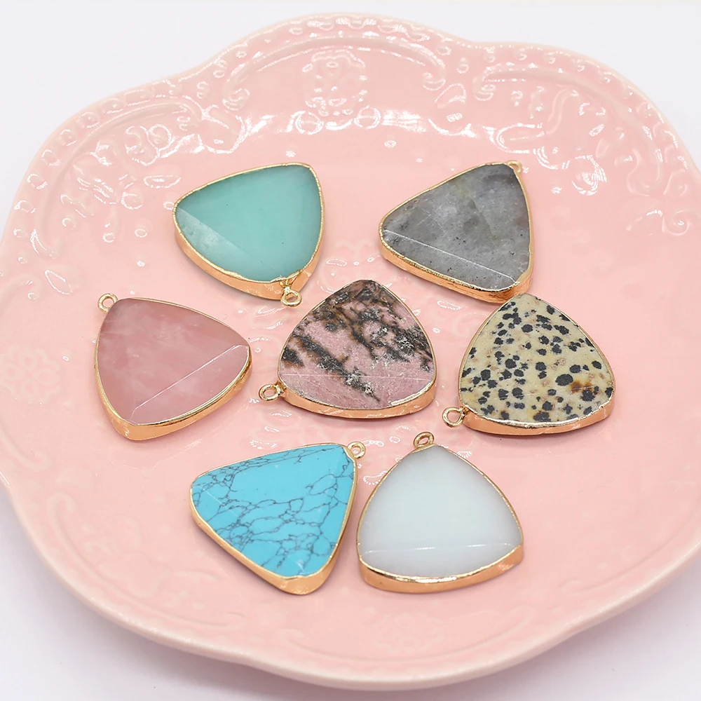 Natural Stone Turquoise Amazonite Triangular Gilt Edging Pendant For Jewelry Making DIYNecklace Accessory GemStone Charm Gift1PC
Natural Stone Turquoise Amazonite Triangular Gilt Edging Pendant For Jewelry Making DIYNecklace Accessory GemStone Charm Gift1PC