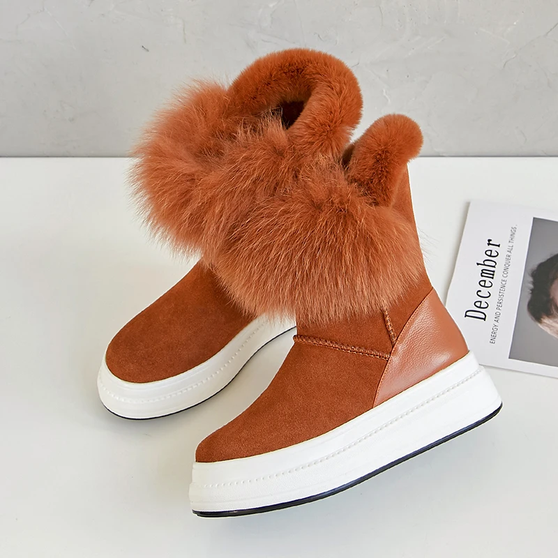 Winter Ankle Boots Cow-Suede-Leather Boots Fashion Natural-Fur Warm Boots Comfortable Snow Boots Women
Winter Ankle Boots Cow-Suede-Leather Boots Fashion Natural-Fur Warm Boots Comfortable Snow Boots Women