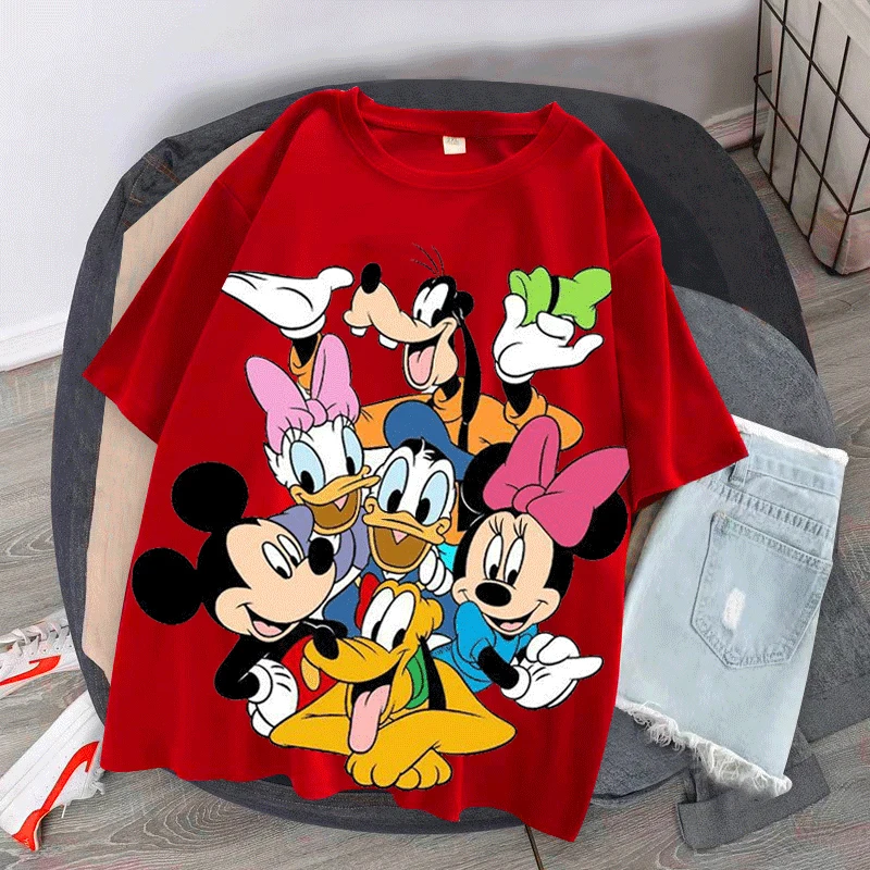 Футболка женская в стиле Харадзюку Disney Микки Минни Дональд мультяшная утка Милая