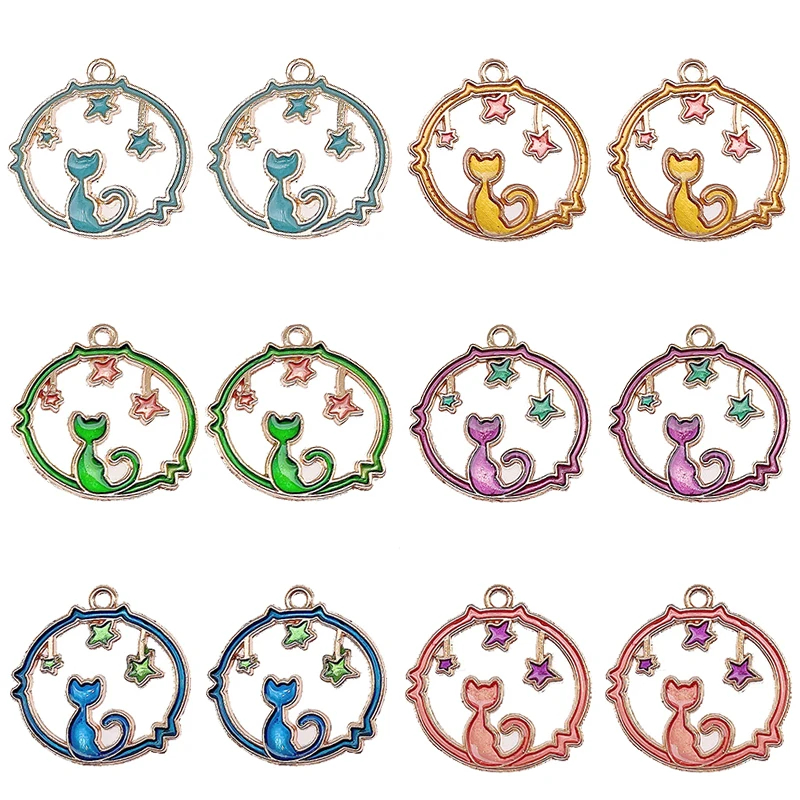 10Pcs Colorful Cats Stars Moon Alloy Metal Drop Oil Charms KC Gold Pendant For DIY Bracelet Necklace Jewelry Making DIY Findings
10Pcs Colorful Cats Stars Moon Alloy Metal Drop Oil Charms KC Gold Pendant For DIY Bracelet Necklace Jewelry Making DIY Findings