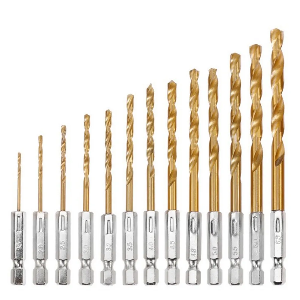 13*drill Bits W/ Hex Shank Screw Bits Titanium-plated 1.5-6.5mm Drill Bits Set For Wood Cutter Wood Drilling Tools Accessoies
13*drill Bits W/ Hex Shank Screw Bits Titanium-plated 1.5-6.5mm Drill Bits Set For Wood Cutter Wood Drilling Tools Accessoies