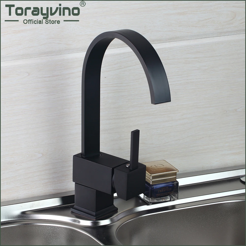 

Torayvino 360 Swivel Black Single Handle Kitchen Faucet Basin Sink Deck Mounted Stream Faucets Cold And Hot Mixer Water Tap