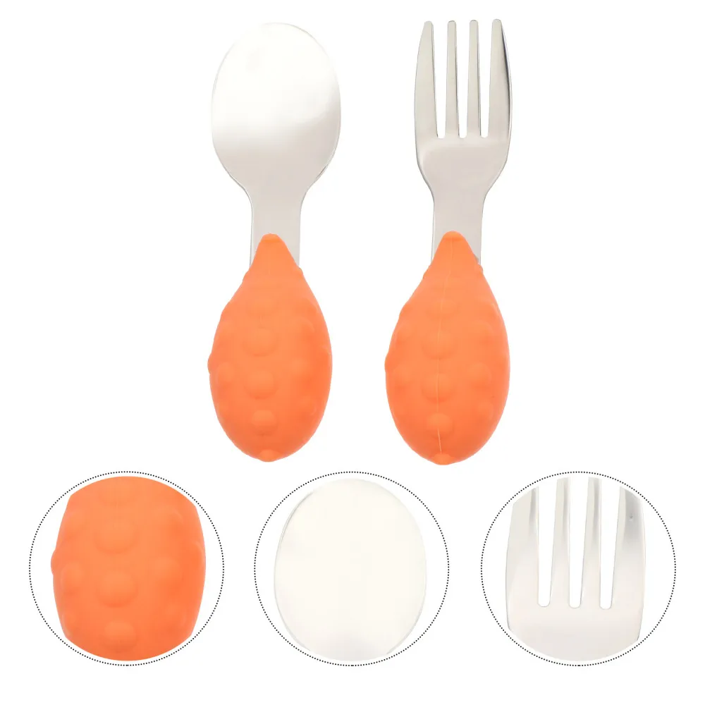 1 Set of Safe Silicone Children Spoon Fork Stainless Steel Dining Tool for Baby
1 Set of Safe Silicone Children Spoon Fork Stainless Steel Dining Tool for Baby