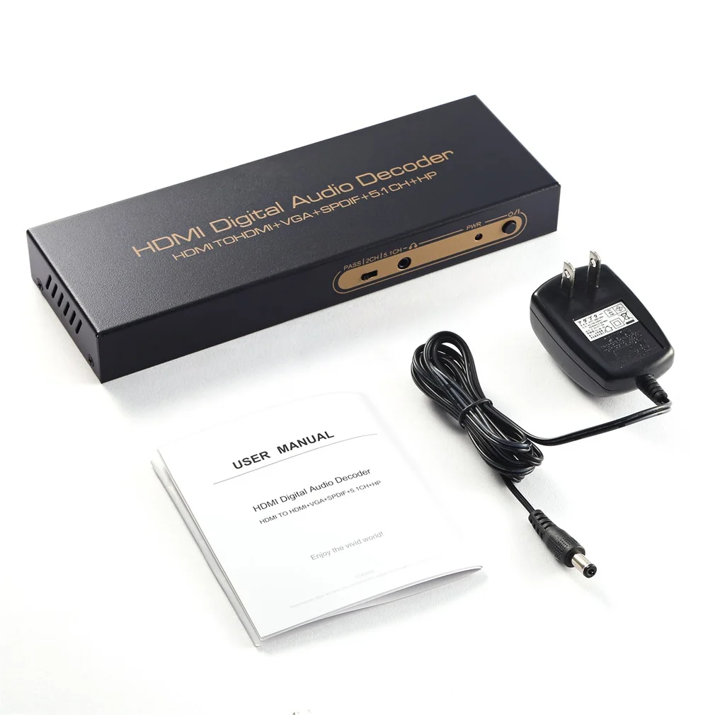 Черный прочный цифровой аудио декодер 1080P HDMI в / VGA/SPDIF/5 1 адаптер объемного
