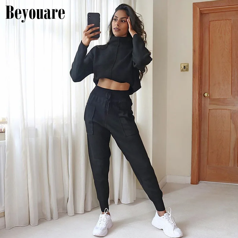 Beyouare Autumn Casual Simple Solid Sweatshirt Women Two Piece Suit Turtleneck Full Sleeve Loose Top Elastic Waist Pockets Pants
Beyouare Autumn Casual Simple Solid Sweatshirt Women Two Piece Suit Turtleneck Full Sleeve Loose Top Elastic Waist Pockets Pants