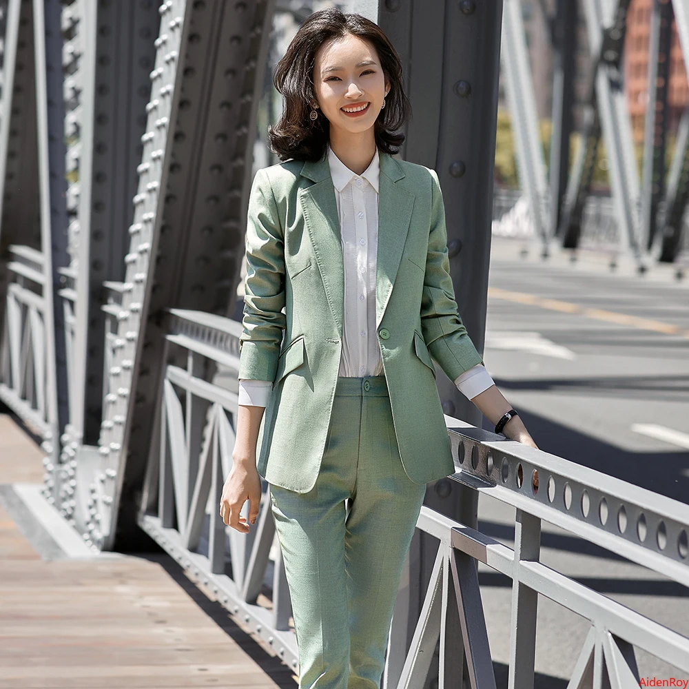 2020 Autumn Winter Formal Elegant Pink Green Women's Suit Pants Blazer Jacket Trousers Suit Office Ladies Work Wear 2 Piece Set 
2020 Autumn Winter Formal Elegant Pink Green Women's Suit Pants Blazer Jacket Trousers Suit Office Ladies Work Wear 2 Piece Set