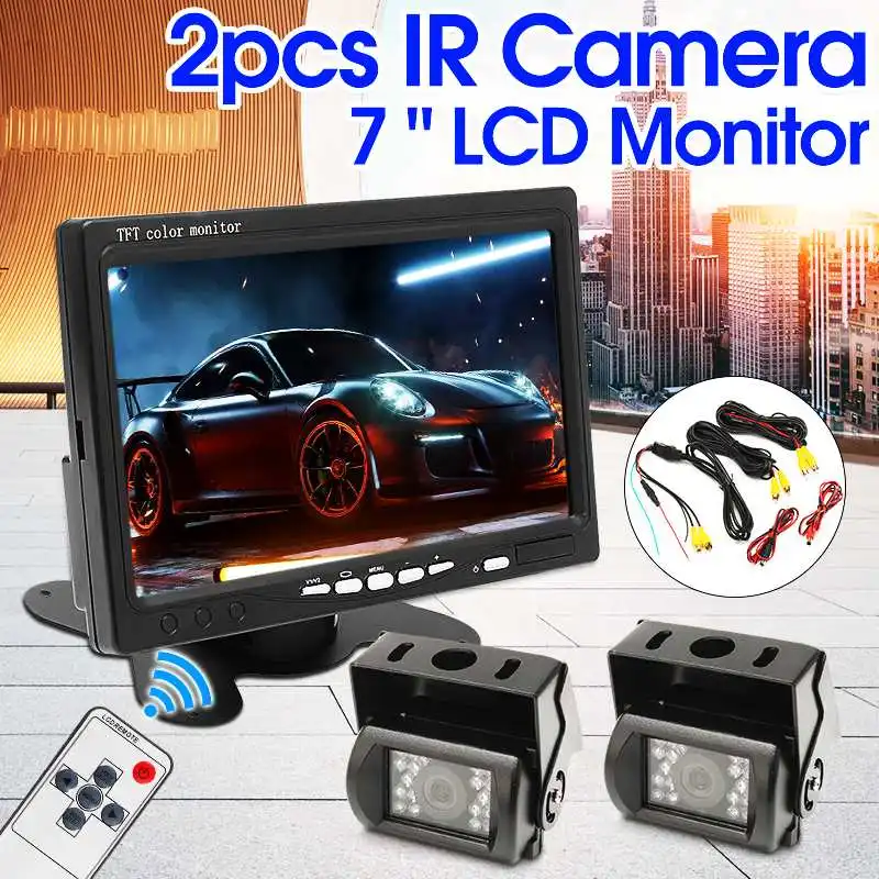 CCD HD IR 18 LED 2X Car Truck Rear View Camera Reverse Backup Parking With 7" LCD Monitor For Truck Bus RV Trailer SUV
CCD HD IR 18 LED 2X Car Truck Rear View Camera Reverse Backup Parking With 7" LCD Monitor For Truck Bus RV Trailer SUV