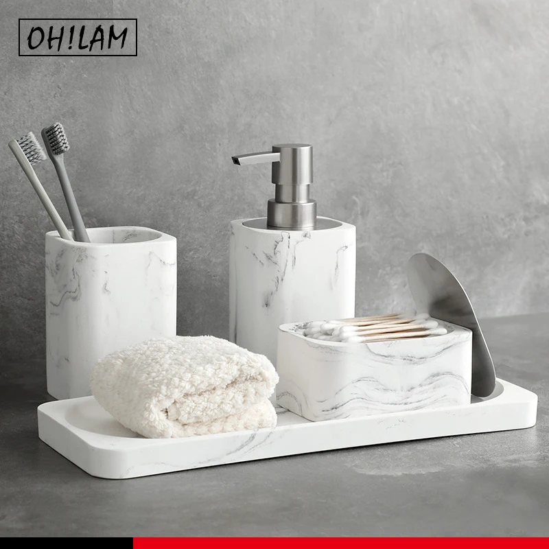 Polyresin Bathroom Accessories Sets Vanity Countertop Accessory Marble Look Lotion Dispenser Soap Pump Tumbler Toothbrush Holder
Polyresin Bathroom Accessories Sets Vanity Countertop Accessory Marble Look Lotion Dispenser Soap Pump Tumbler Toothbrush Holder