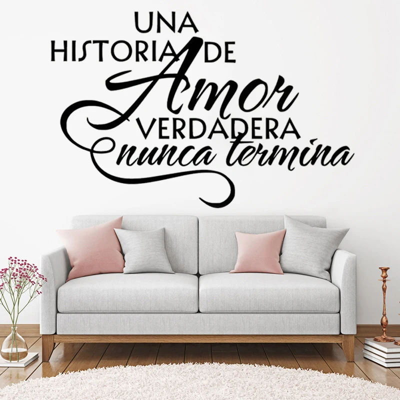 Vinyl Spanish Wall Decal Decor A Real Love Story Never Ends Home Wall Sticker for Lettering Family Bedroom Decor Decals RU491
Vinyl Spanish Wall Decal Decor A Real Love Story Never Ends Home Wall Sticker for Lettering Family Bedroom Decor Decals RU491