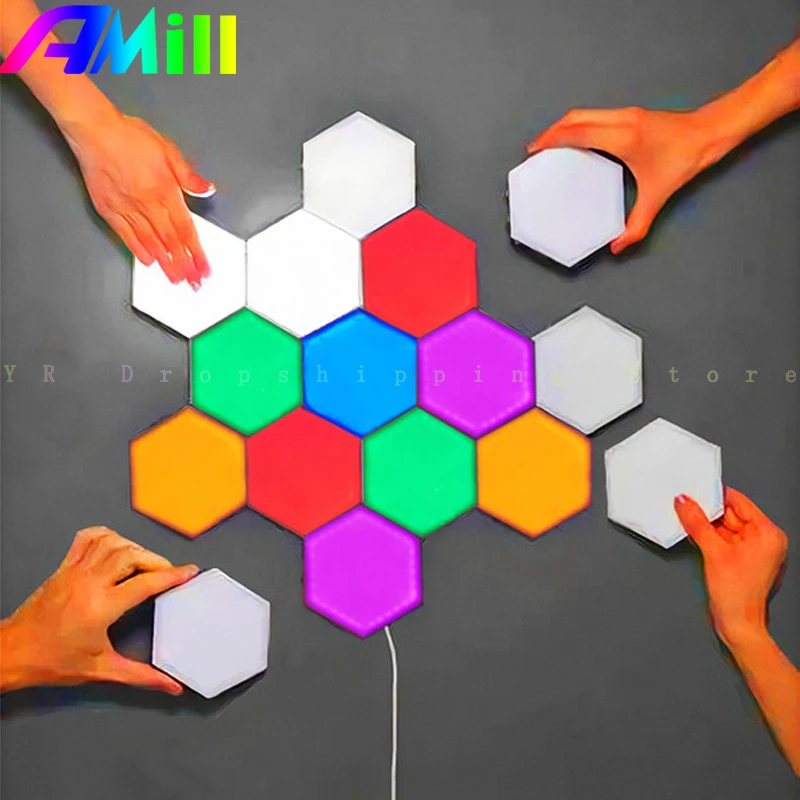 RGB USB Quantum Lamp Splicing Hexagonal Wall Lamp Remote Control Creative New Touch Double Control Colorful Wall Honeycomb Lamp
RGB USB Quantum Lamp Splicing Hexagonal Wall Lamp Remote Control Creative New Touch Double Control Colorful Wall Honeycomb Lamp