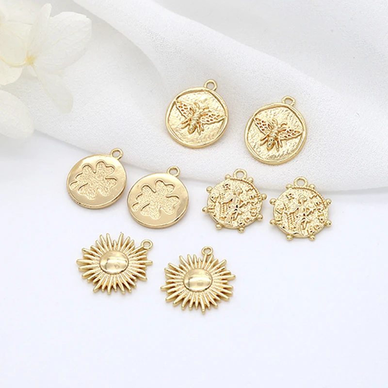 4Pcs Pure Copper 14K Gold Plated Bee Flower Charms Sun Pendant Round Tags For Diy Earrings Necklace Jewelry Making Accessories
4Pcs Pure Copper 14K Gold Plated Bee Flower Charms Sun Pendant Round Tags For Diy Earrings Necklace Jewelry Making Accessories