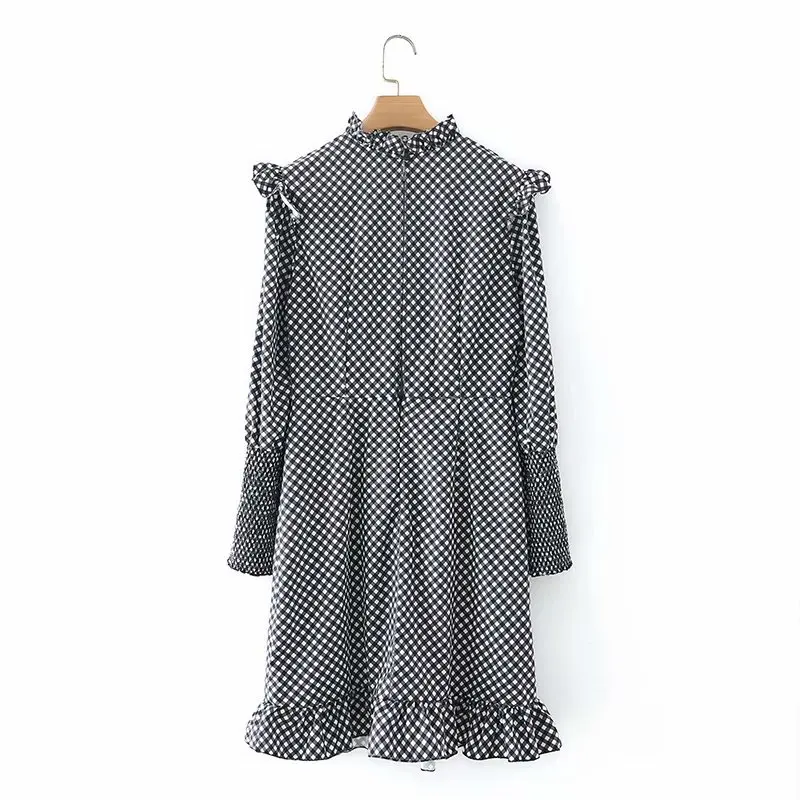 Oversized Ladies For Summer Dress Women's 2021 New Elegant Long Sleeve Black White Plaid Lace Collar Mini Short Dresses Fashion
Oversized Ladies For Summer Dress Women's 2021 New Elegant Long Sleeve Black White Plaid Lace Collar Mini Short Dresses Fashion