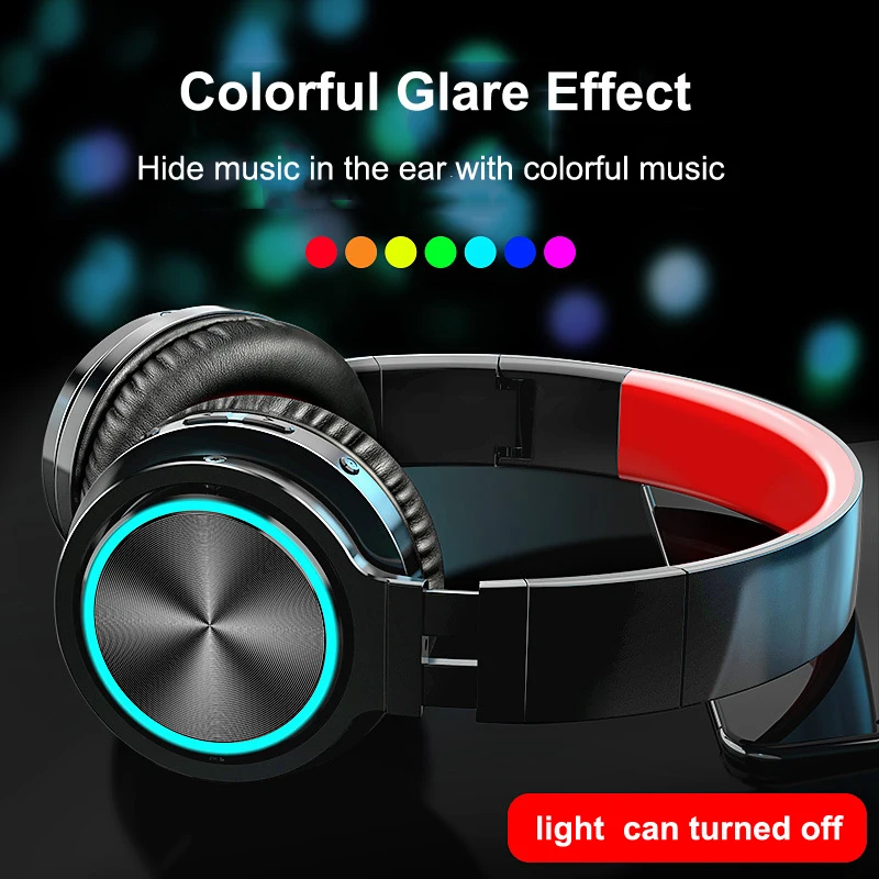 Picun B12 Bluetooth басовые наушники Беспроводная гарнитура 7 цветов светятся с