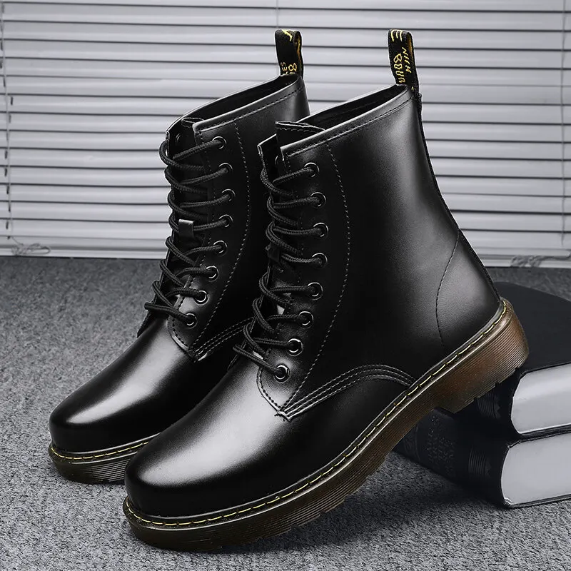 Fashion Men Boot High Gang Men's Boots Autumn And Winter Black Leather Young Middle-aged Mens Fur Martens Shoes
Fashion Men Boot High Gang Men's Boots Autumn And Winter Black Leather Young Middle-aged Mens Fur Martens Shoes