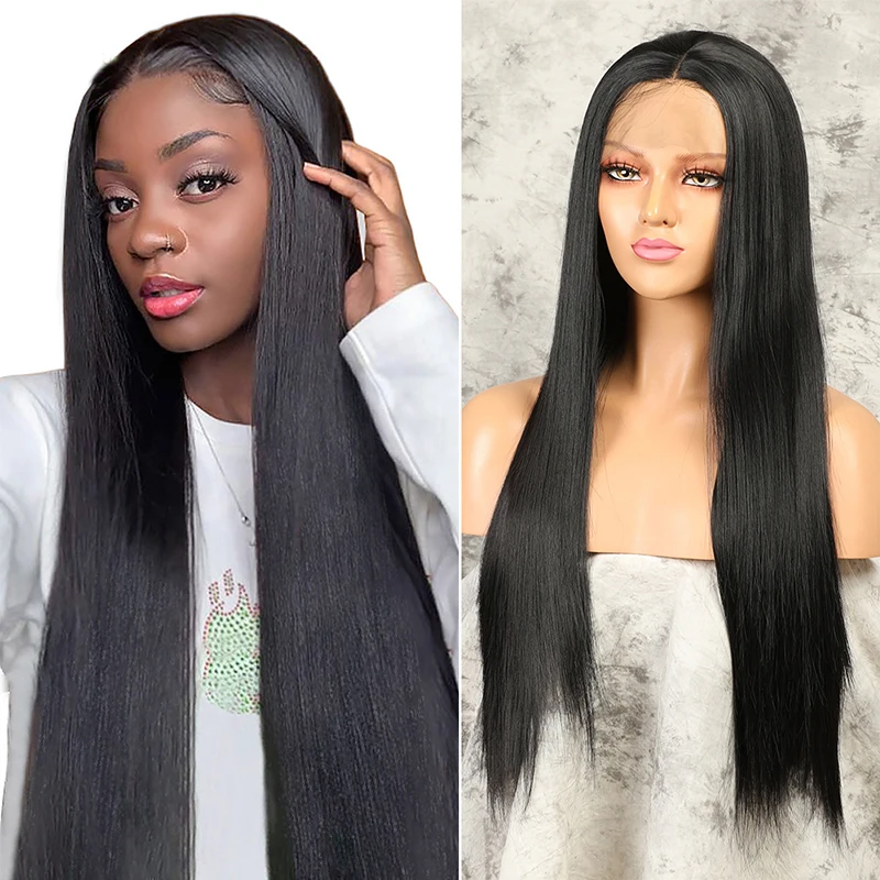 180% Density 26 Inch Long Silky Straight Synthetic Wigs Natural Black Lace Front Wig For Women Daily Cosplay Heat Resistant Soft
180% Density 26 Inch Long Silky Straight Synthetic Wigs Natural Black Lace Front Wig For Women Daily Cosplay Heat Resistant Soft
