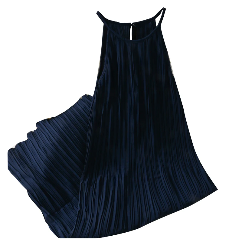 Retro hanging neck strapless pleated solid color suspender long dress female 2021 summer loose thin holiday dress a-line tide
Retro hanging neck strapless pleated solid color suspender long dress female 2021 summer loose thin holiday dress a-line tide