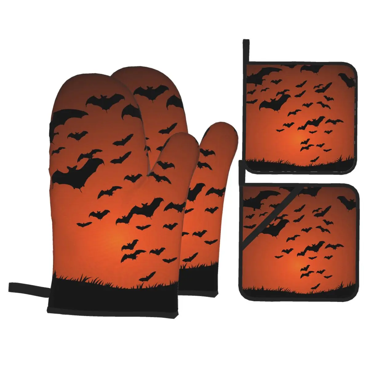 4pcs Kitchen Gloves Insulation Pad Black Flying Bat Cooking Microwave Gloves Baking BBQ Oven Potholders Oven Mitts
4pcs Kitchen Gloves Insulation Pad Black Flying Bat Cooking Microwave Gloves Baking BBQ Oven Potholders Oven Mitts