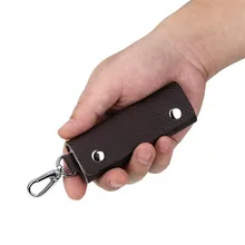 New Leather Keychain Men Women Key Holder Organizer Pouch Cow Split Car Wallet Housekeeper Key Case Mini Bag