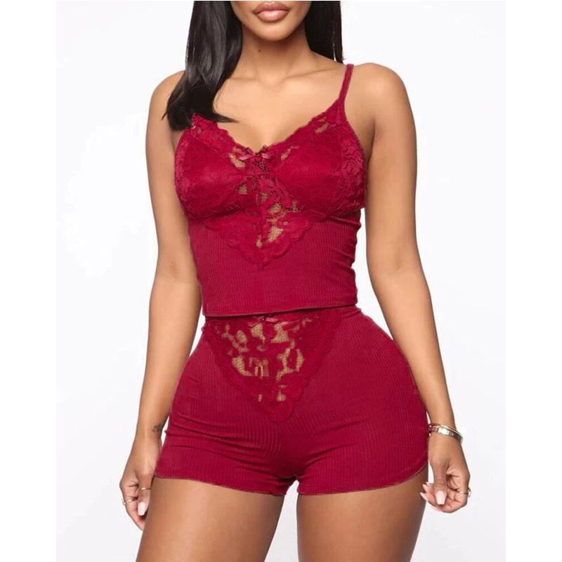 Summer Sexy Home Pajamas Set 2 Pieces Outfits Nightwear Set for Women Solid Color V-Neck Sleeveless Top and Stretchy Shorts Sets
Summer Sexy Home Pajamas Set 2 Pieces Outfits Nightwear Set for Women Solid Color V-Neck Sleeveless Top and Stretchy Shorts Sets