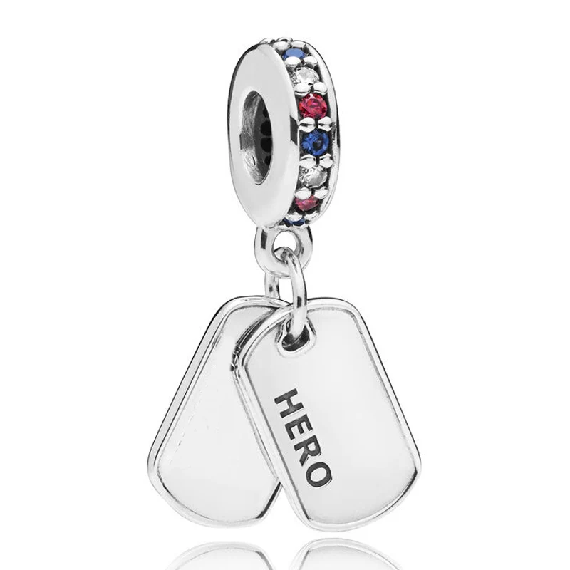 Original 925 Sterling Silver Charm Hero Dog Tag Pendant Bead With Multi-Colored Crystal Fit Popular Bracelet DIY Jewelry
Original 925 Sterling Silver Charm Hero Dog Tag Pendant Bead With Multi-Colored Crystal Fit Popular Bracelet DIY Jewelry
